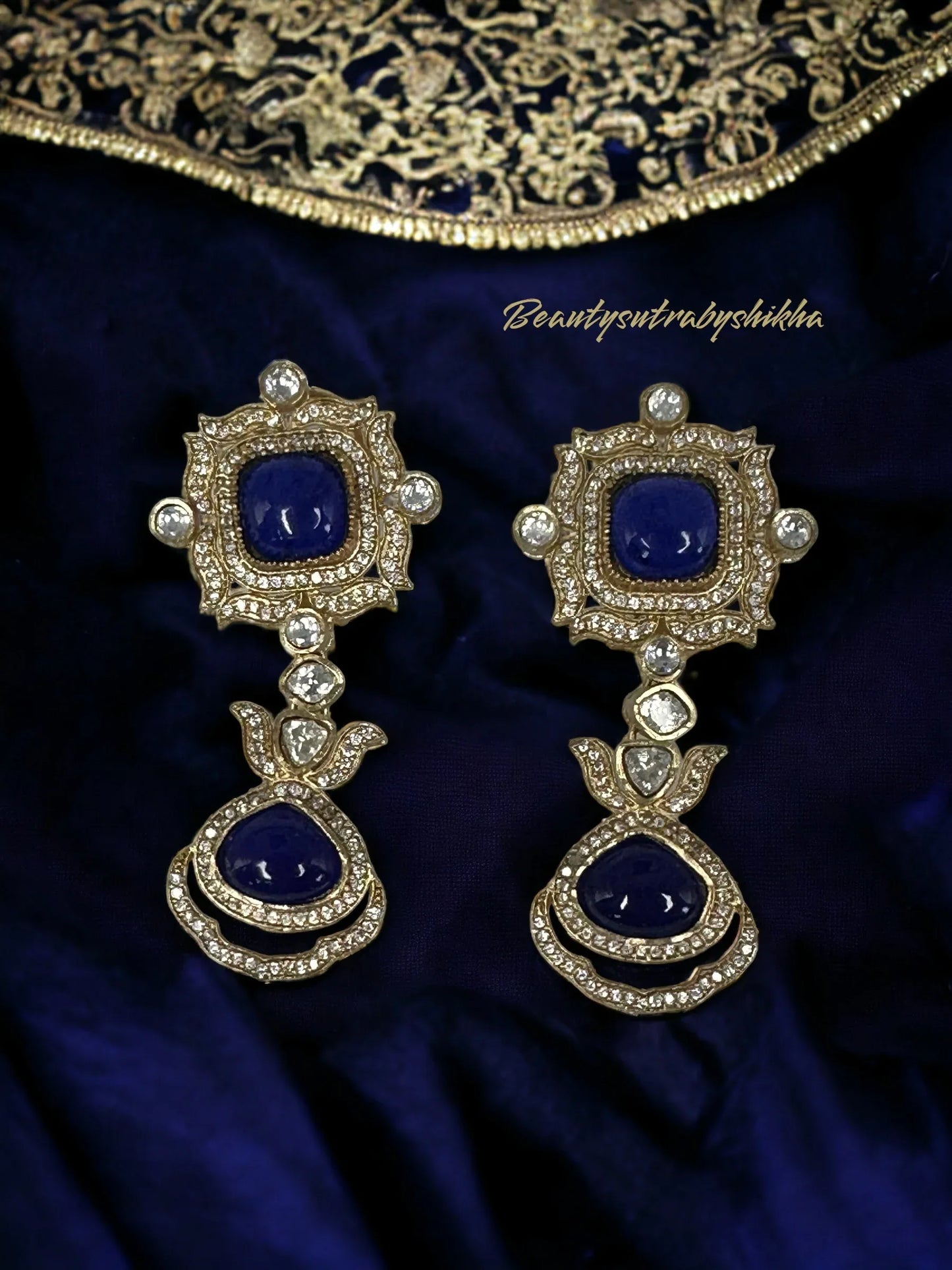 Indigo blue modern earrings - BeautySutra by Shikha