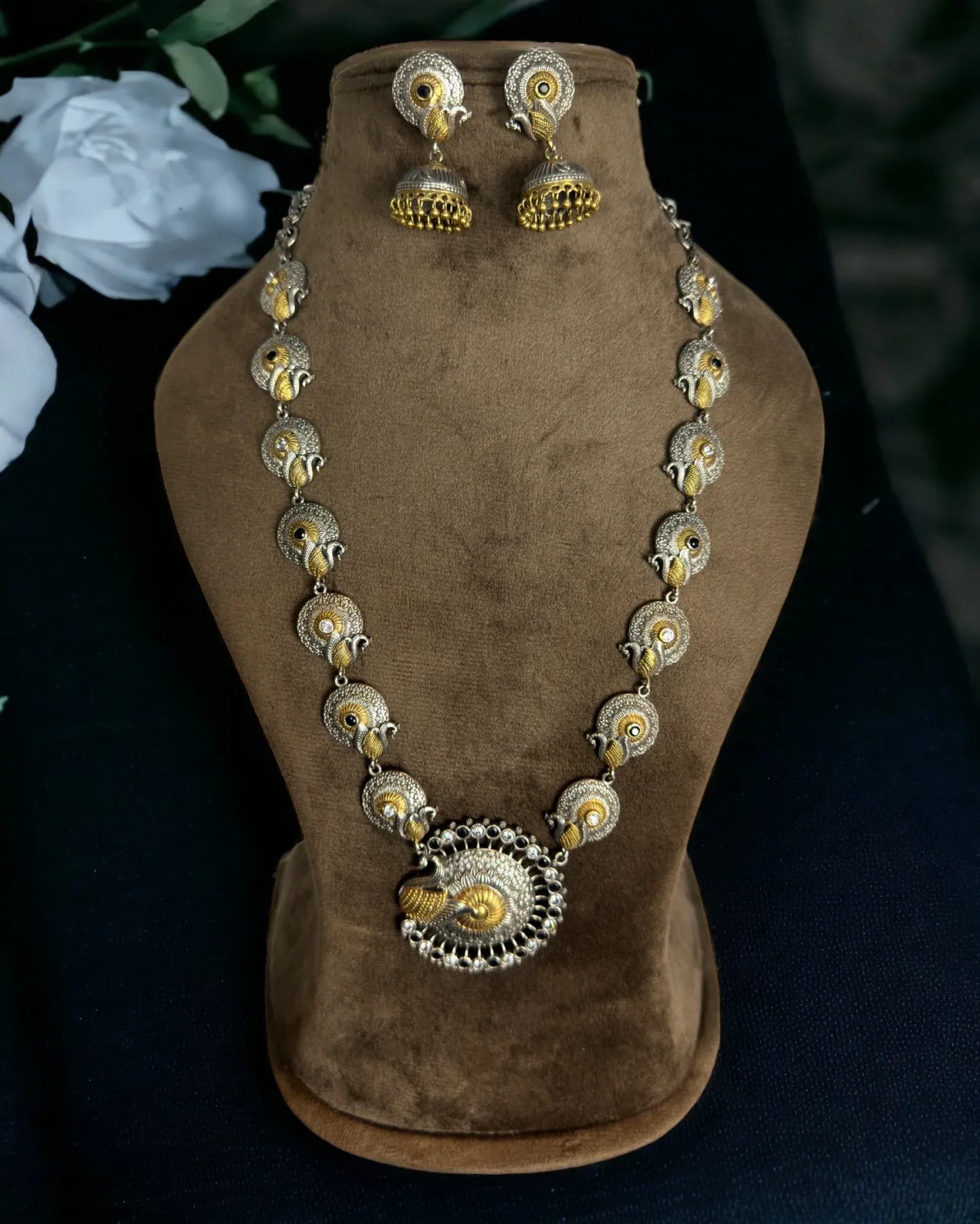 Dual tone necklace set - BeautySutra by Shikha