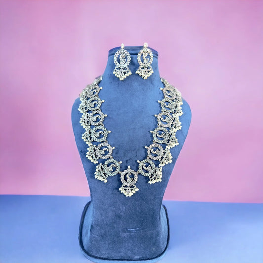 Silver look alike necklace set - BeautySutra by Shikha