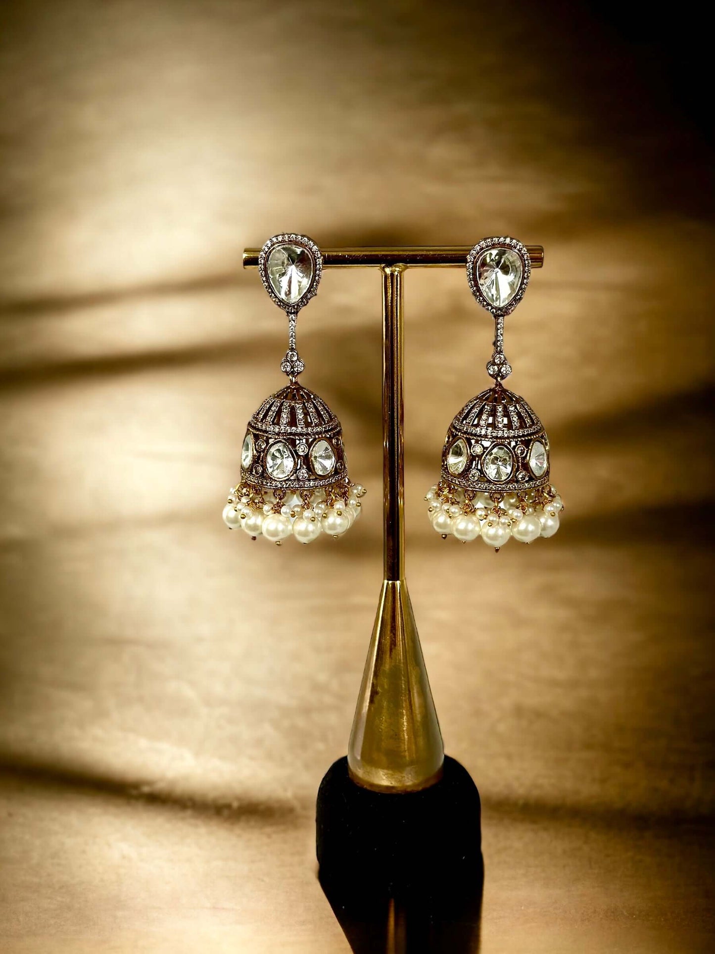 Diamond and polki jhumka - Beauty Sutra by Shikha
