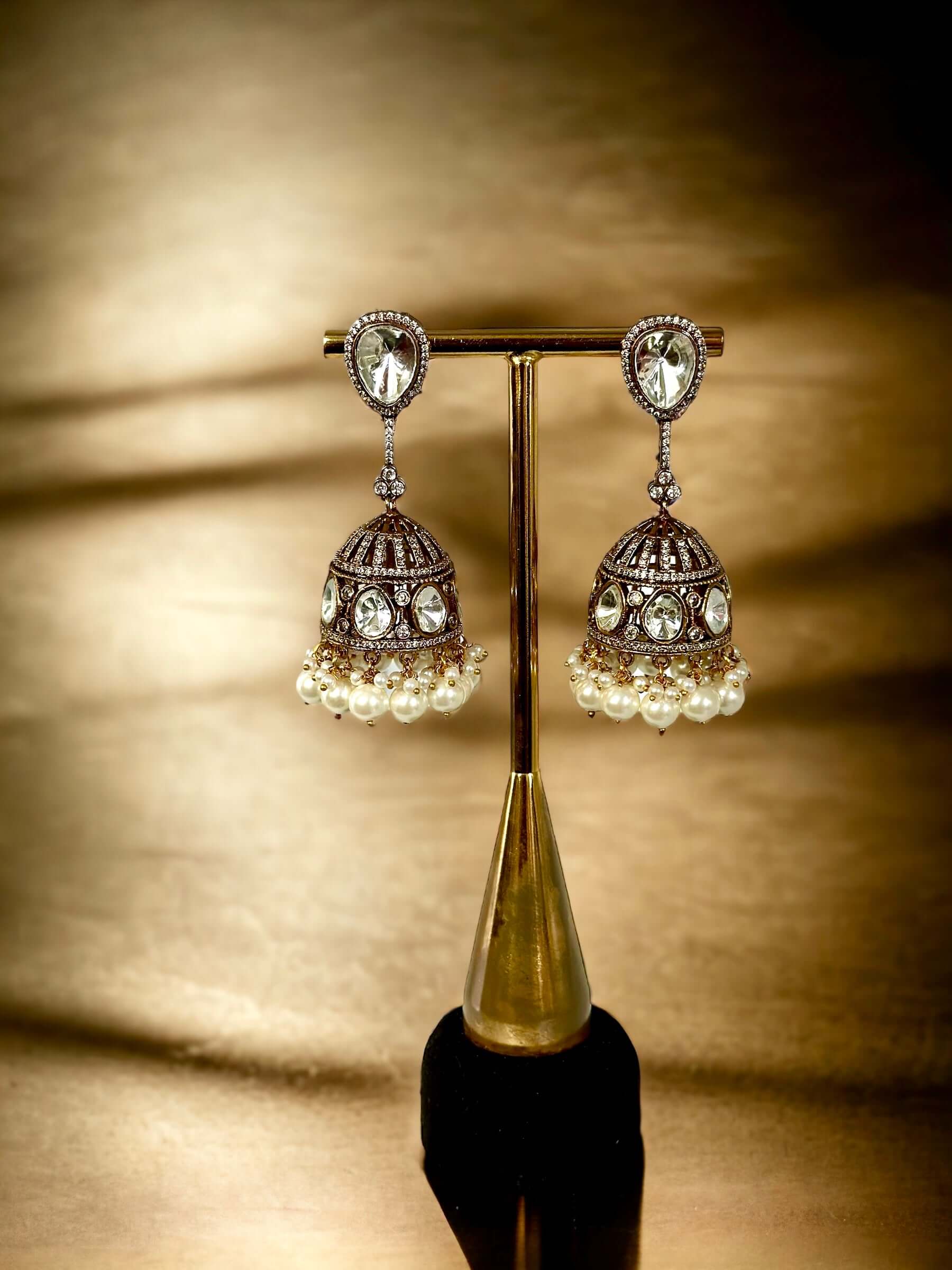 Diamond and polki jhumka - Beauty Sutra by Shikha