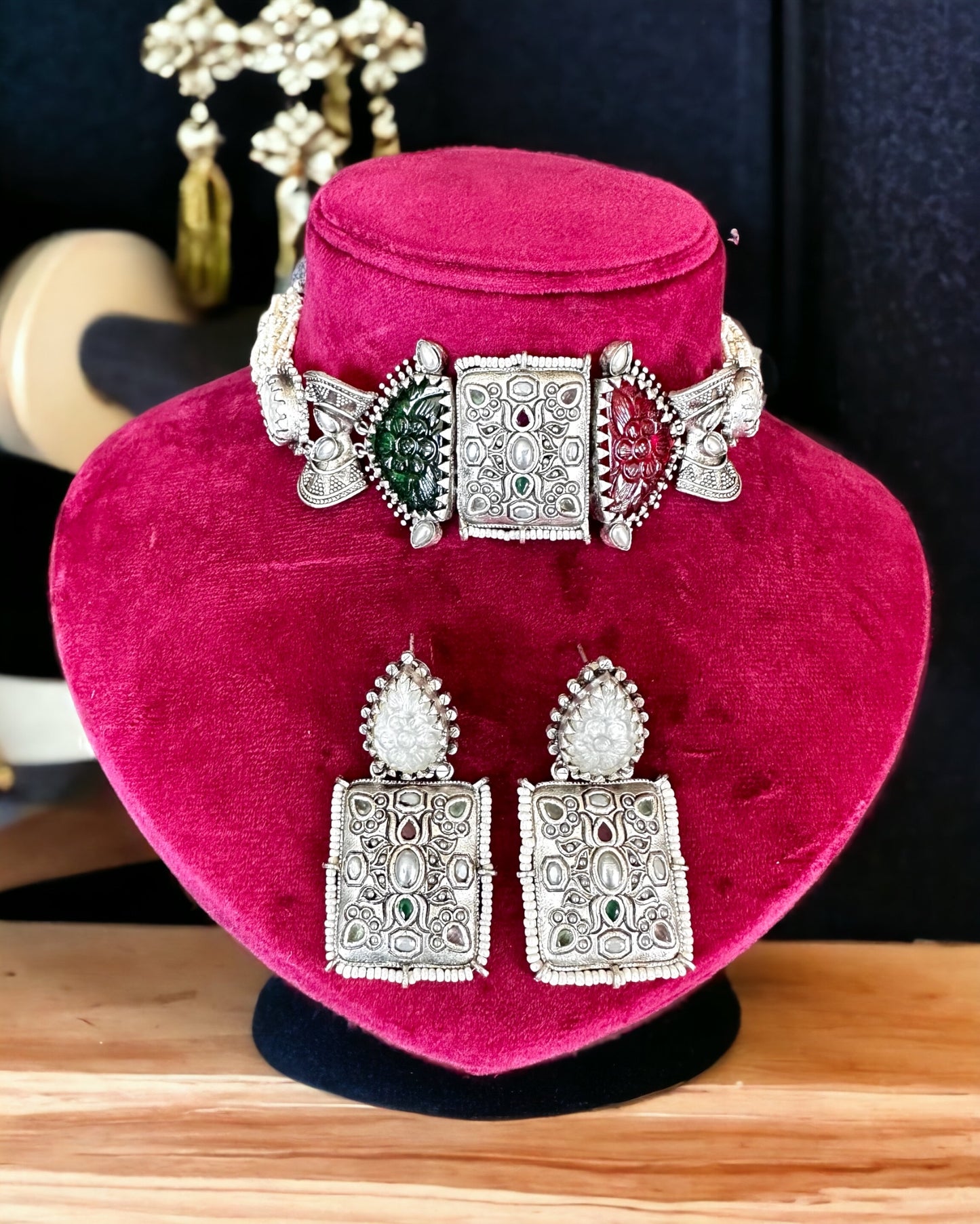 Silver look alike fusion necklace - Beauty Sutra by Shikha