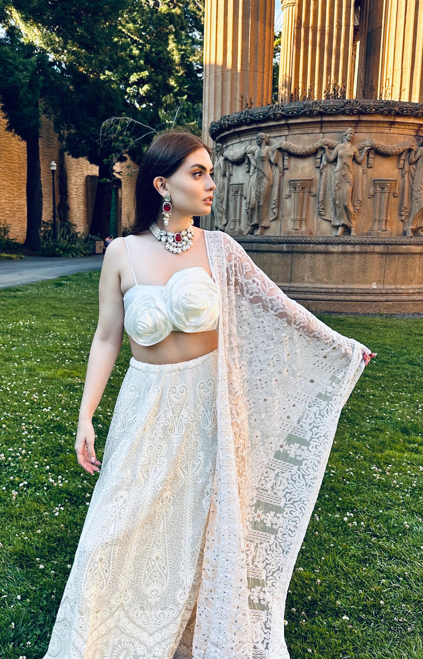 Uncut polki and diamond necklace set - BeautySutra by Shikha