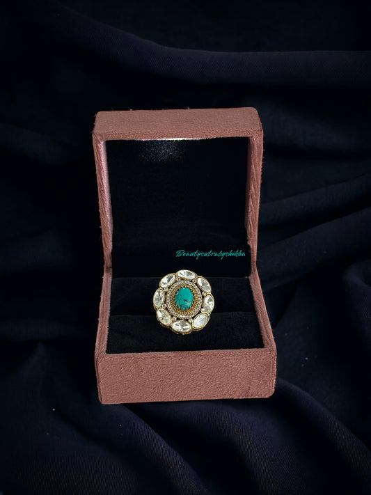 Turquoise Polki ring - Beauty Sutra by Shikha