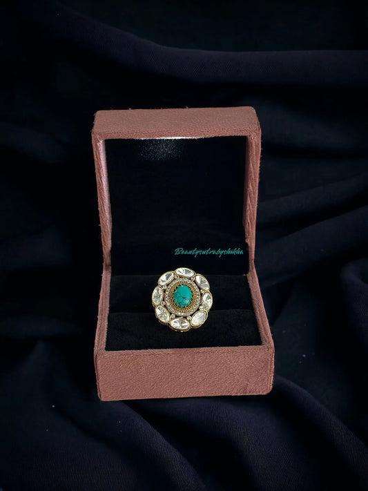 Turquoise Polki ring - BeautySutra by Shikha