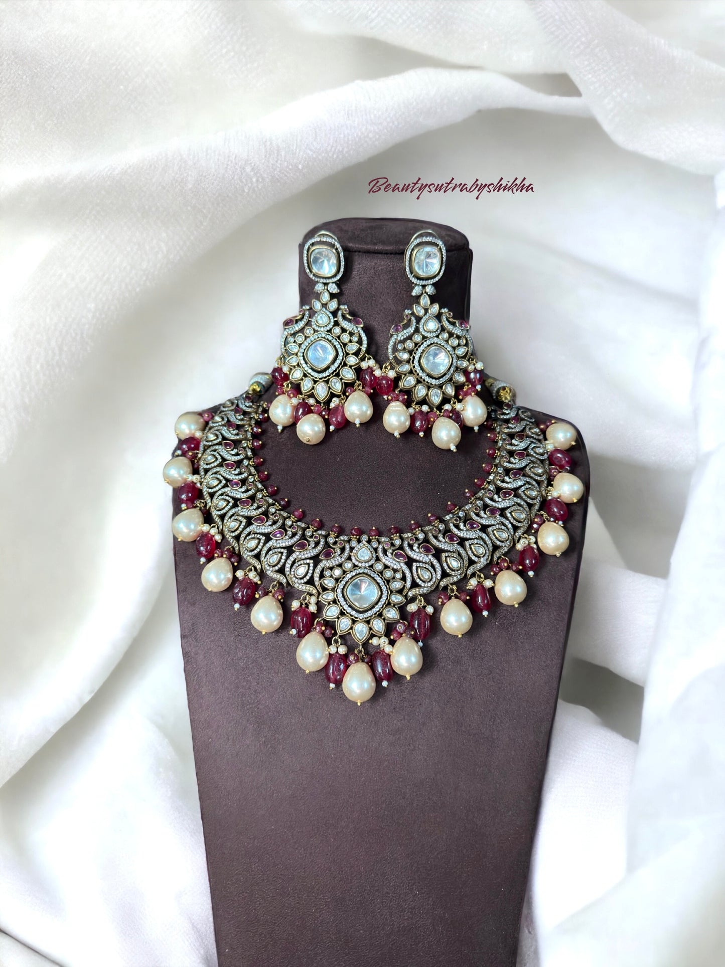 Victorian Polki Necklace Set - Beauty Sutra by Shikha