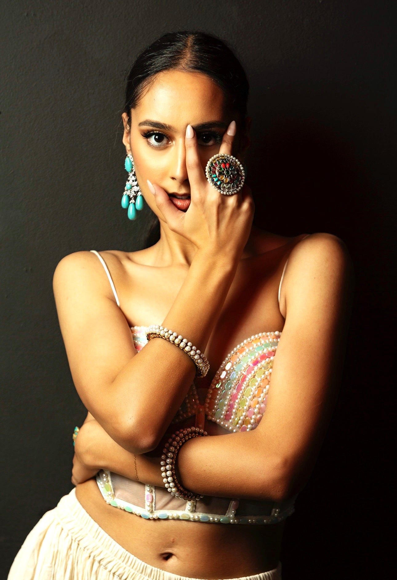 Elegant Turquoise and Silver Drop Earrings – Modern Statement Jewelry