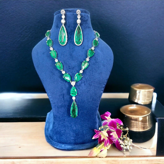 Doublets and diamonds necklace set - Beauty Sutra by Shikha