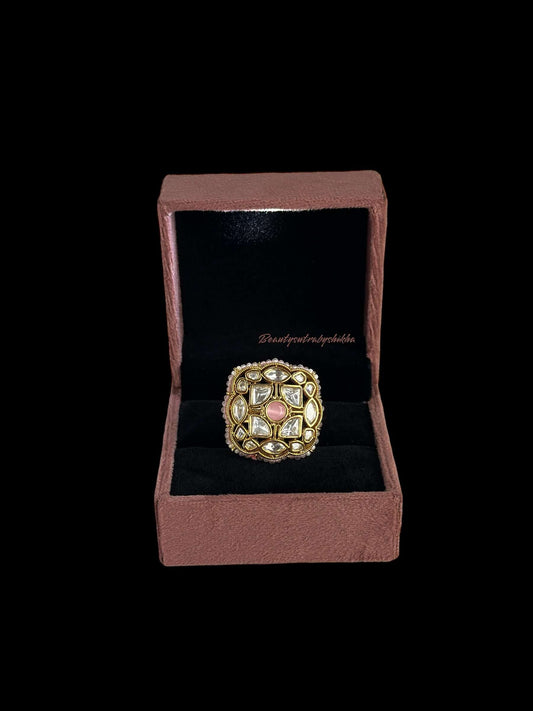 Party wear pink polki ring - Beauty Sutra by Shikha