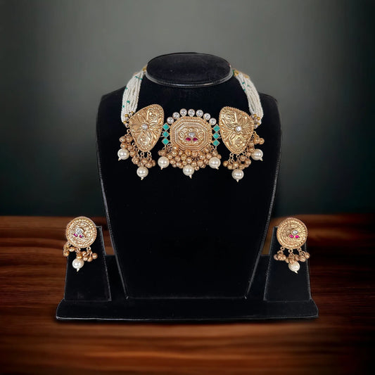 Elevate Your Festive Style with This Stunning Traditional Necklace and Earring Set" - BeautySutra by Shikha