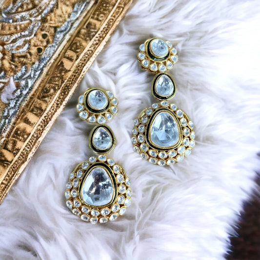 Uncut polki elegant earrings - BeautySutra by Shikha