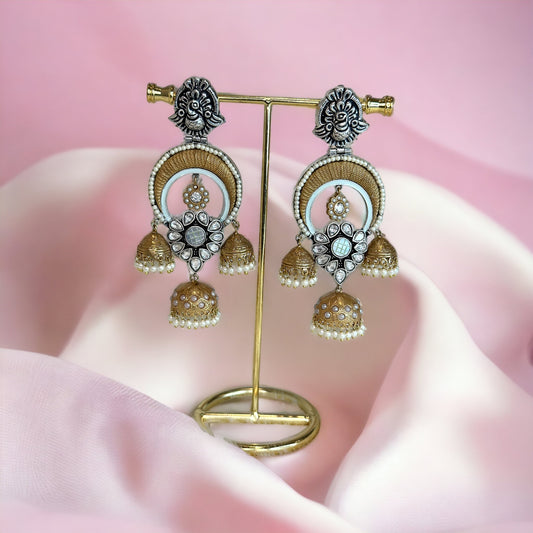Dual tone silver lookalike earrings - Beauty Sutra by Shikha