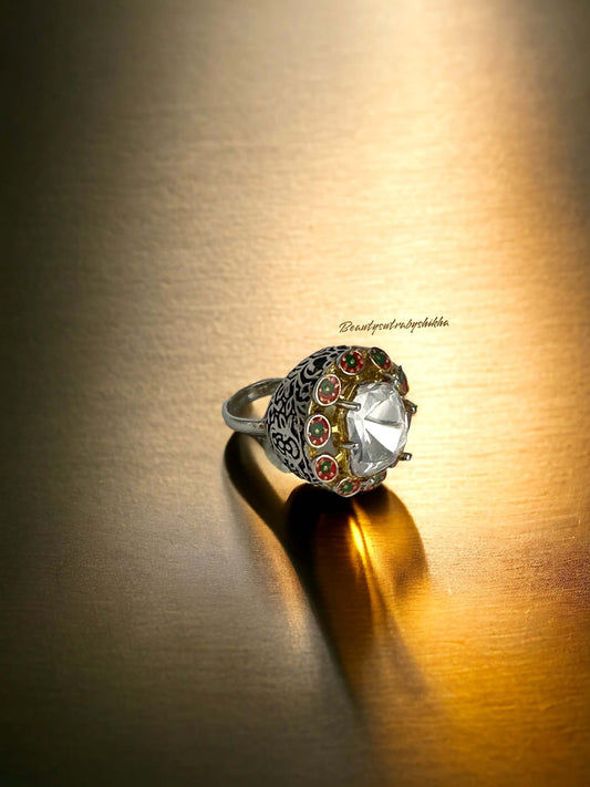 Dual tone Polki ring - Beauty Sutra by Shikha