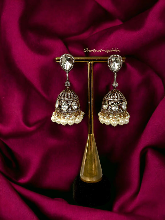 Diamond and polki jhumka - Beauty Sutra by Shikha