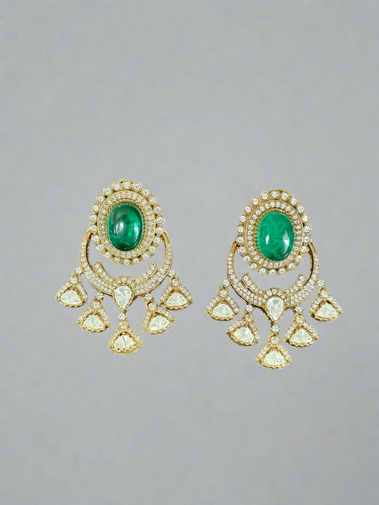 Regal Glow Polki and Emerald Earrings – Jewelry with Timeless Elegance