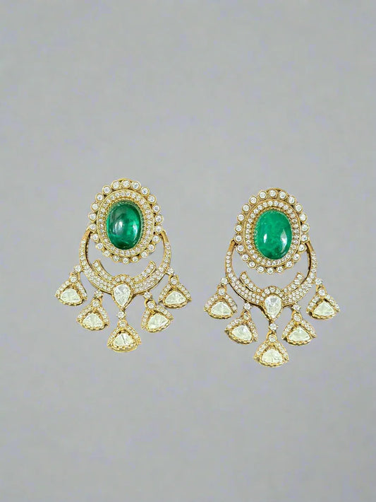 Regal Glow Polki and Emerald Earrings β Jewelry with Timeless Elegance - BeautySutra by Shikha
