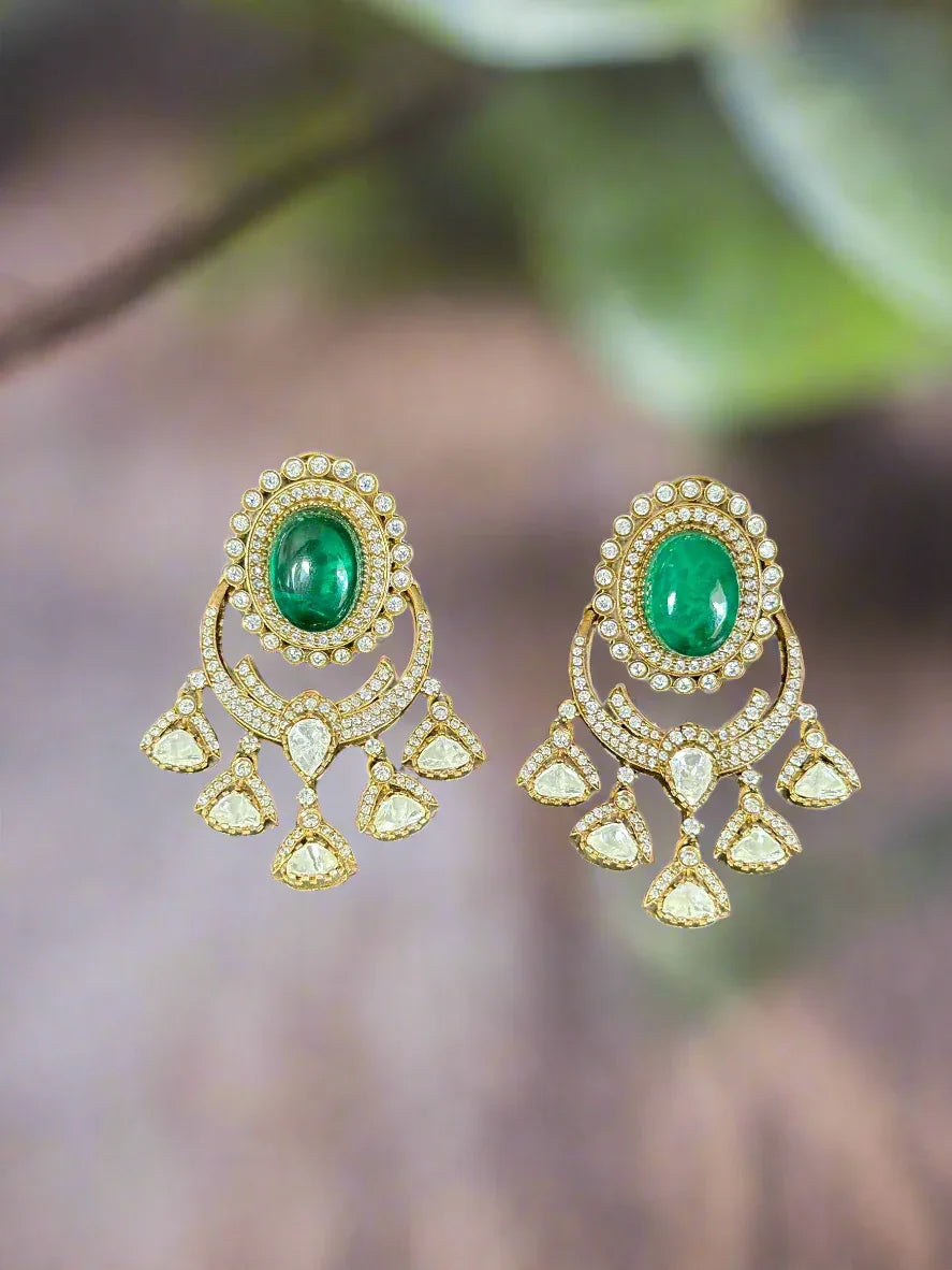 Regal Glow Polki and Emerald Earrings – Jewelry with Timeless Elegance - BeautySutra by Shikha