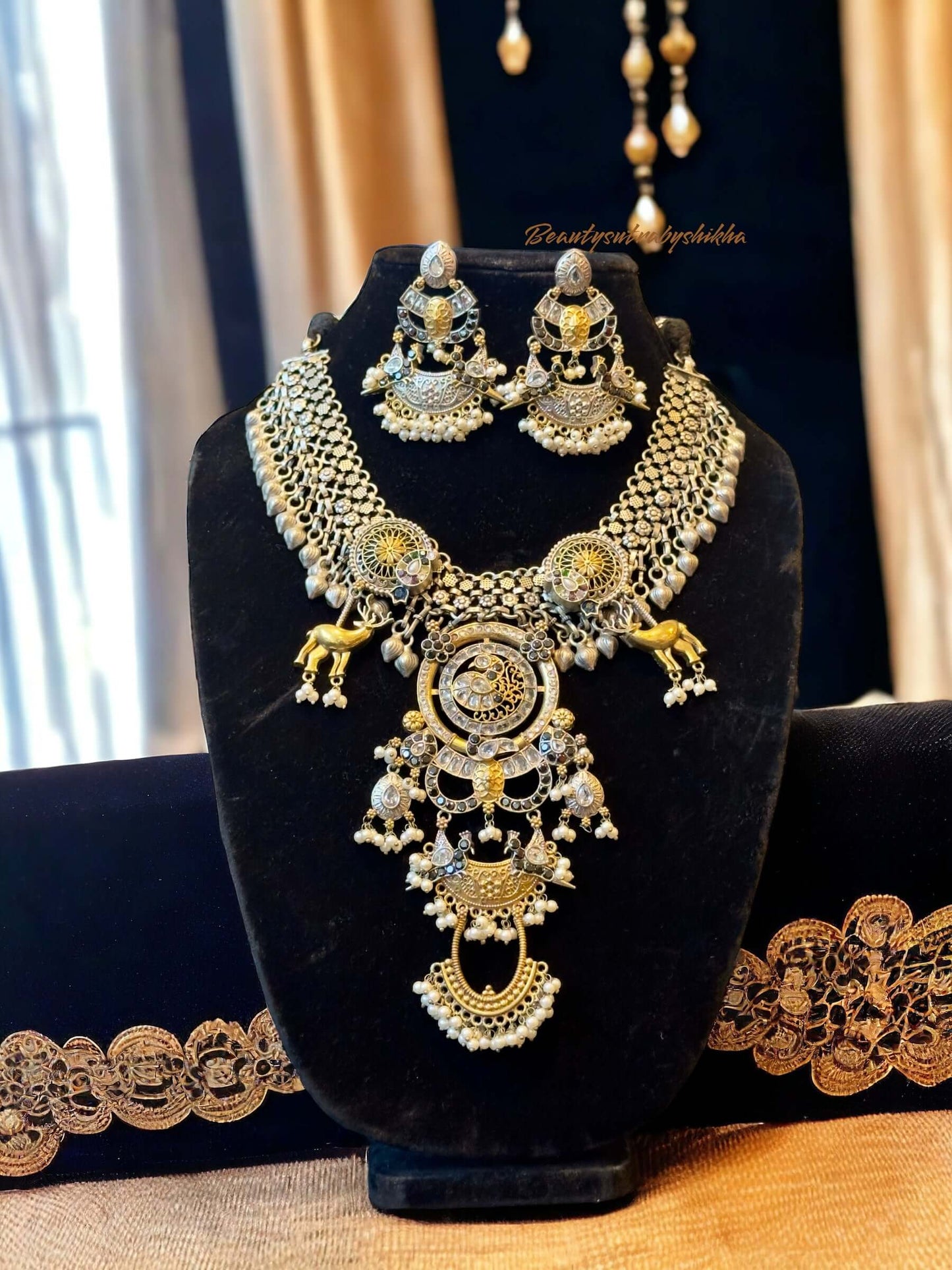 Hand Crafted Dual Tone Necklace and Earring Set - Beauty Sutra by Shikha