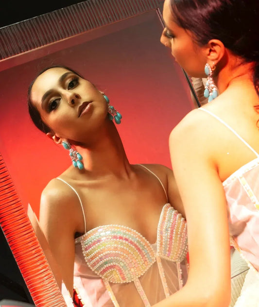 Rainbow Crystal Corset| Embellished Performance Top - BeautySutra by Shikha