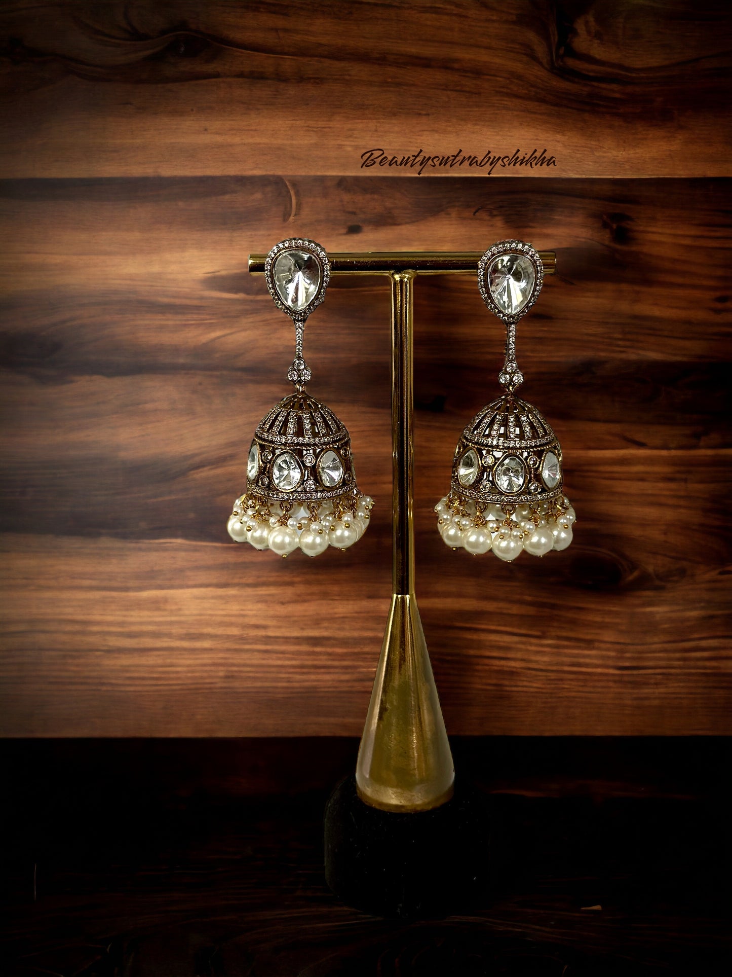 Diamond and polki jhumka - Beauty Sutra by Shikha