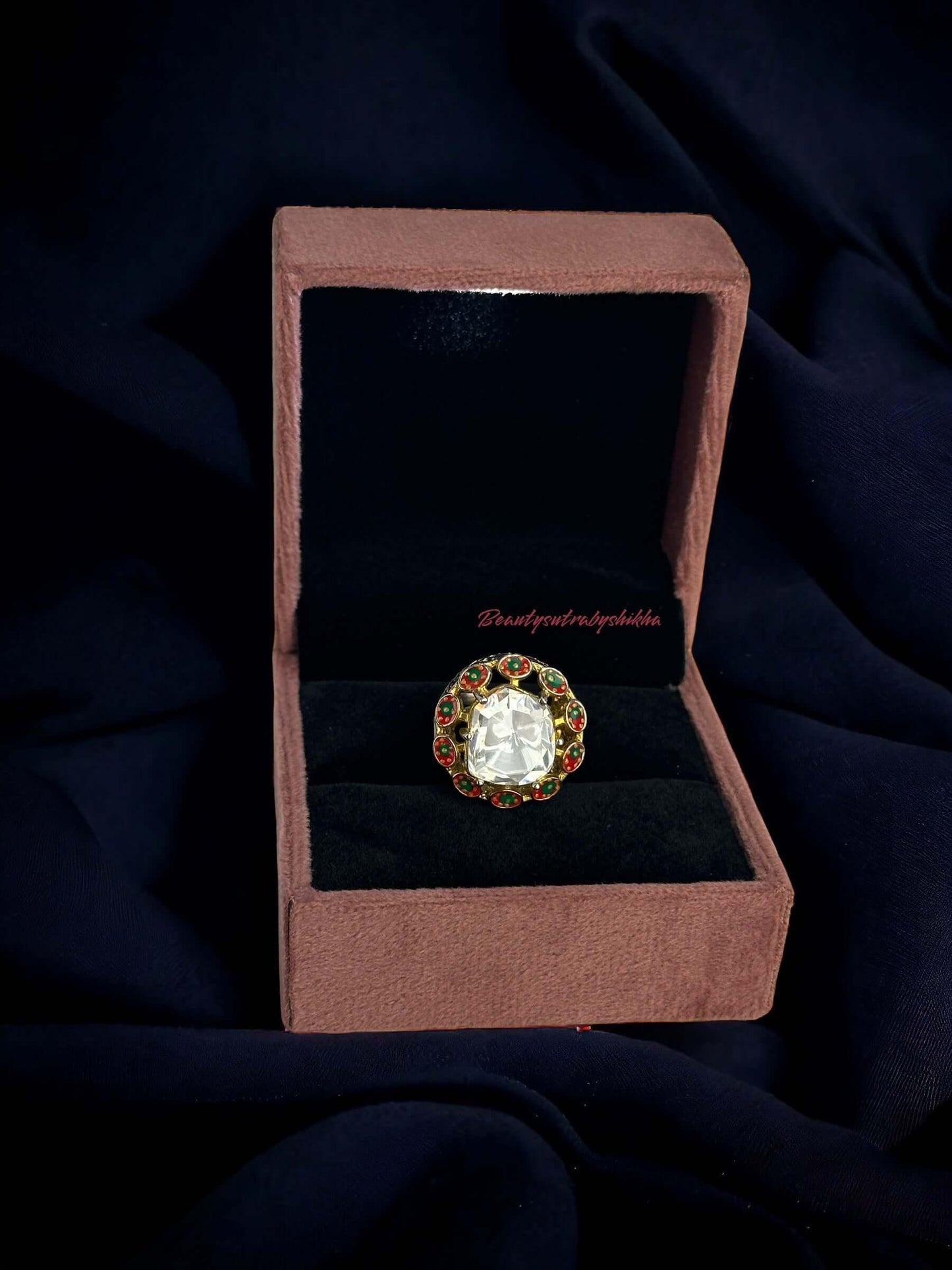 Dual tone Polki ring - BeautySutra by Shikha