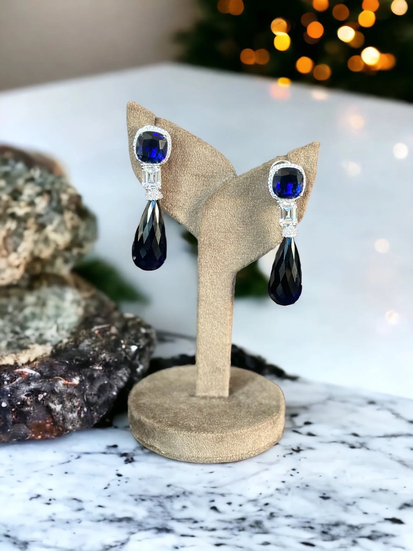 Hues of Blue modern hydro stone earrings - BeautySutra by Shikha