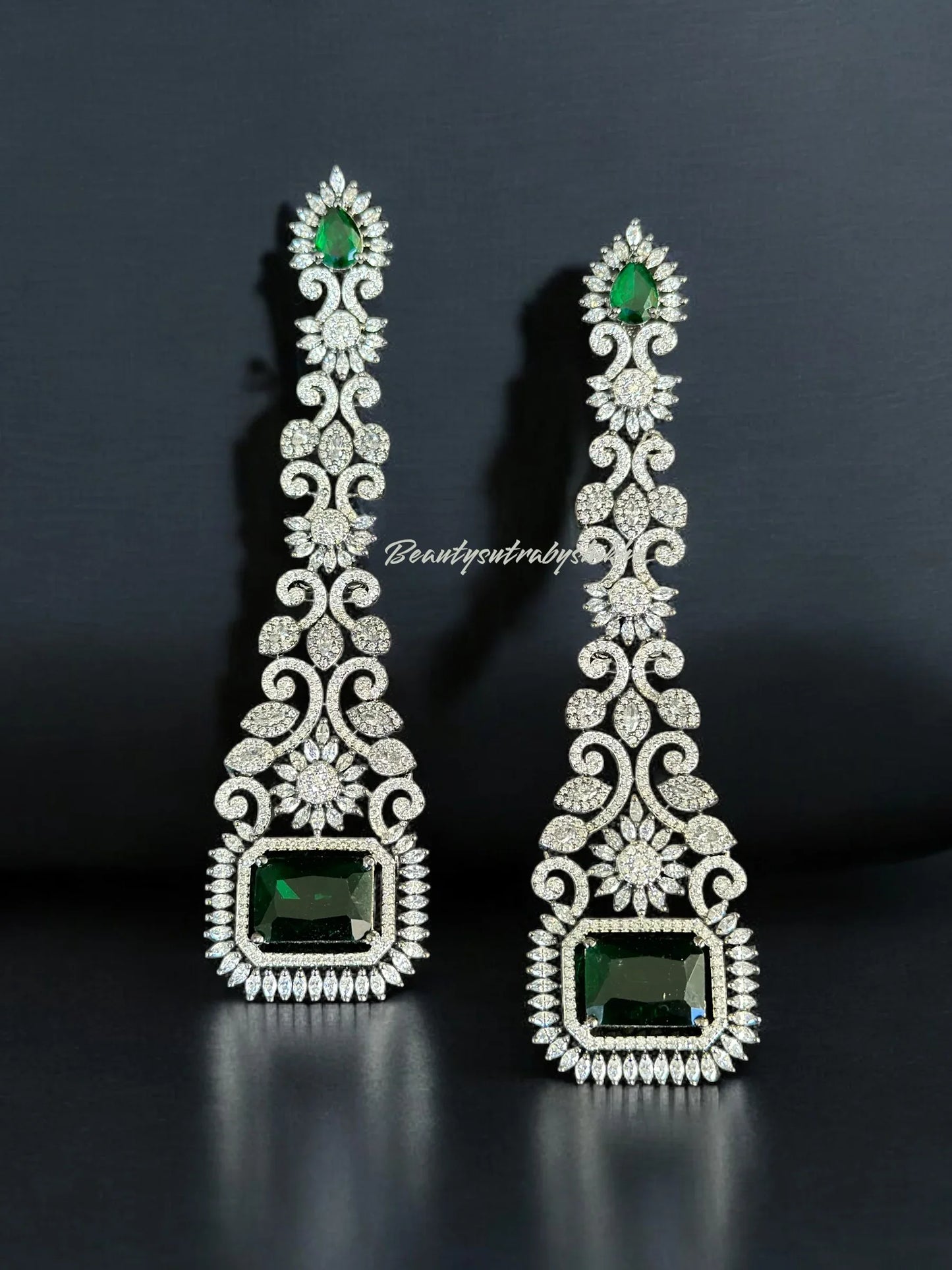 Diamond and emerald earrings - BeautySutra by Shikha