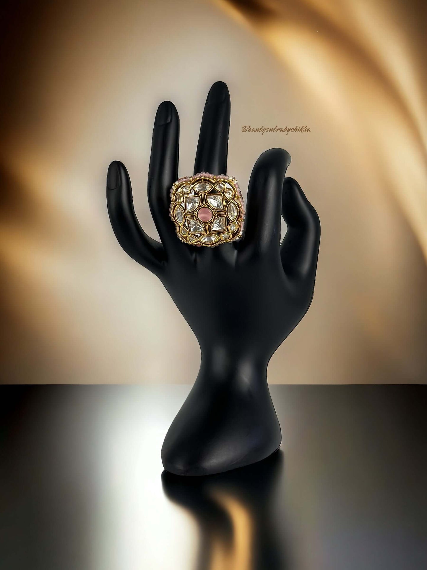 Party wear pink polki ring - Beauty Sutra by Shikha