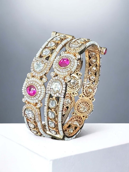Gold plated polki bracelets - Beauty Sutra by Shikha