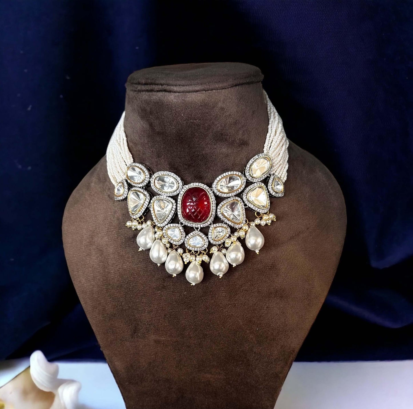 Uncut polki and diamond necklace set - Beauty Sutra by Shikha