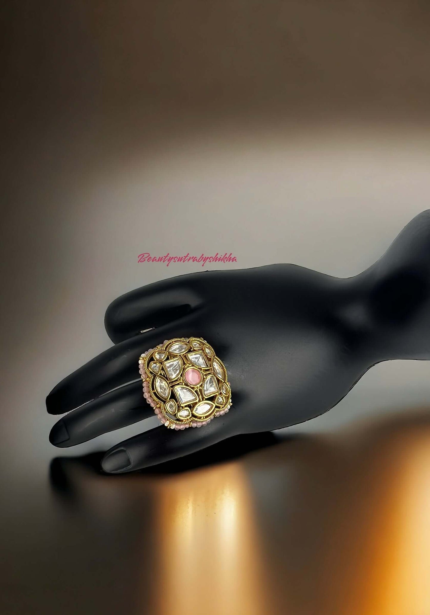 Party wear pink polki ring - Beauty Sutra by Shikha