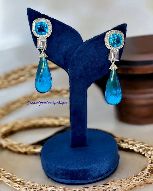 Hues of Blue modern hydro stone earrings - BeautySutra by Shikha