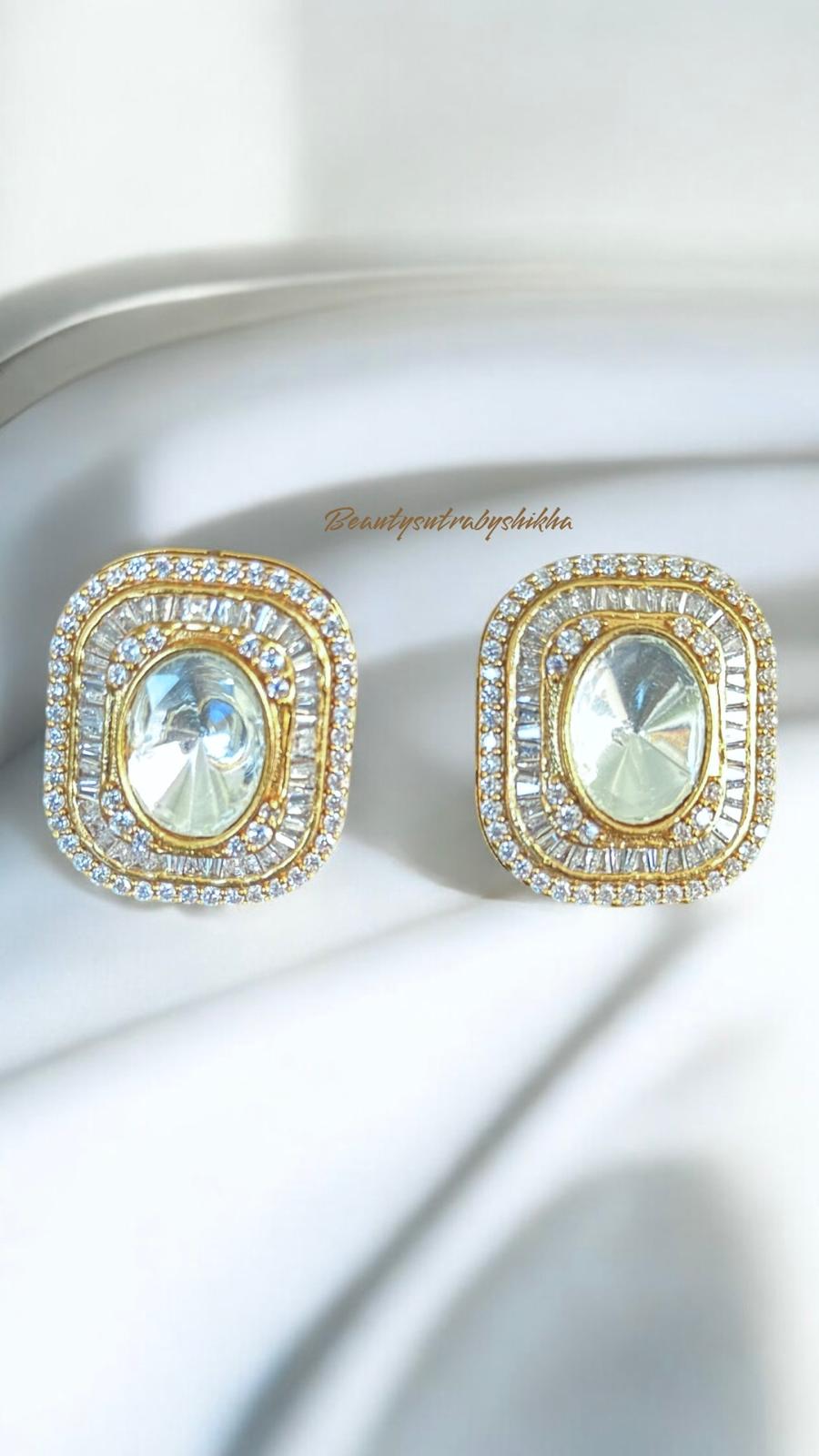 Gold-Tone Crystal Stud Earrings – Timeless Mother’s Day Jewelry Gift for Her