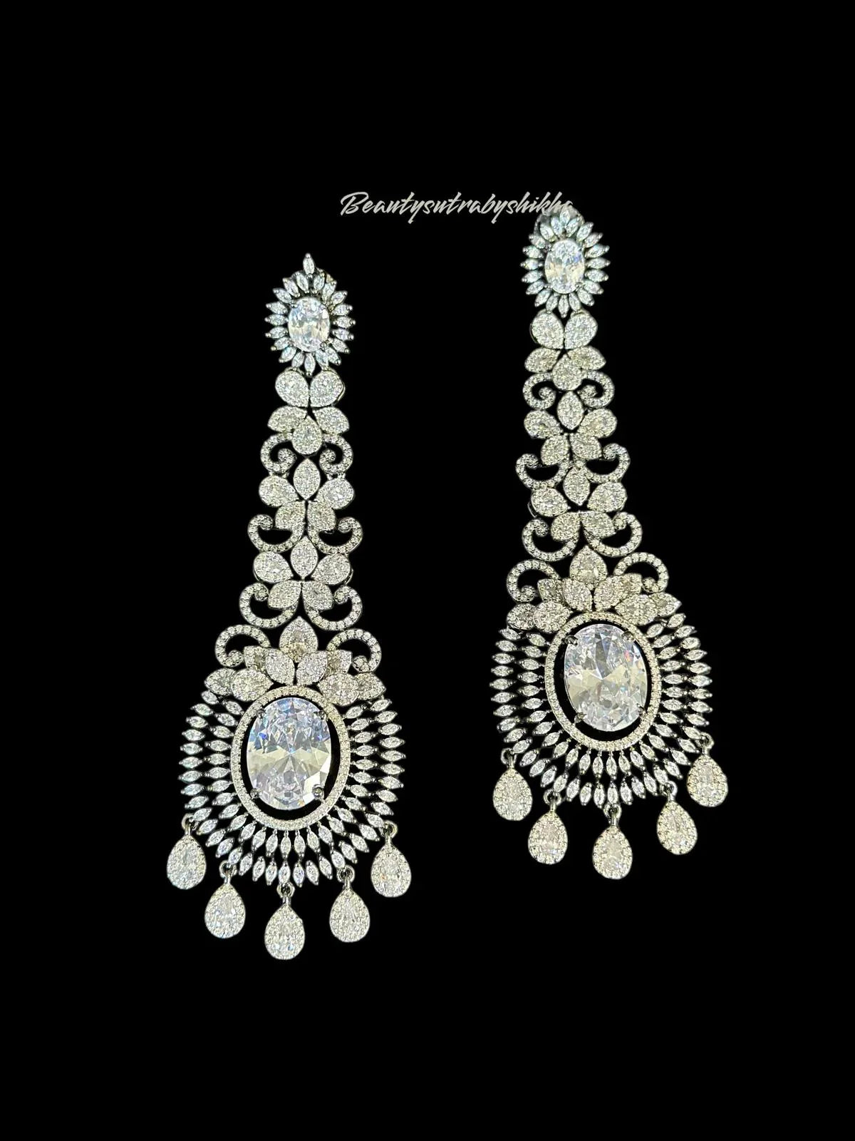 Stunning Crystal Drop Earrings with Intricate Floral Design - BeautySutra by Shikha