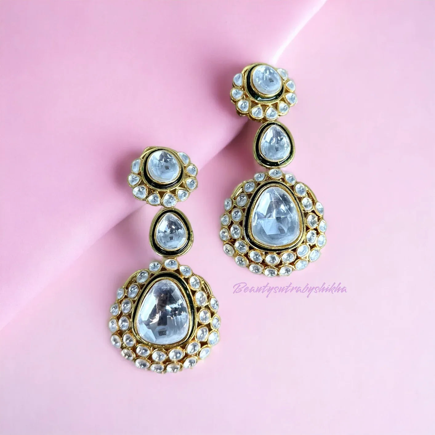 Uncut polki elegant earrings - BeautySutra by Shikha