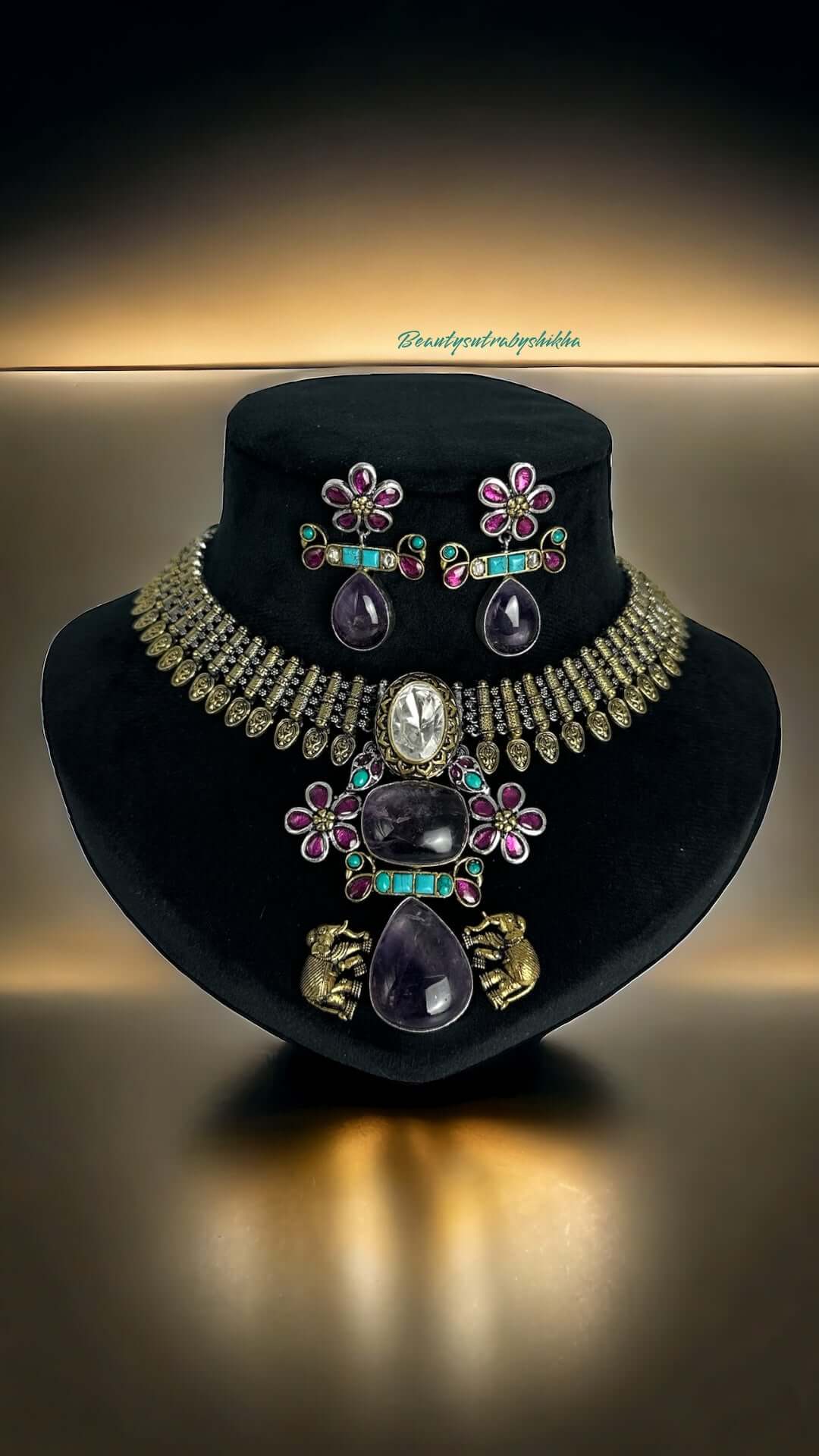 Dual Tone Fusion Necklace Set: Elevate Your Style with a Splash of Color and Elegance - Beauty Sutra by Shikha