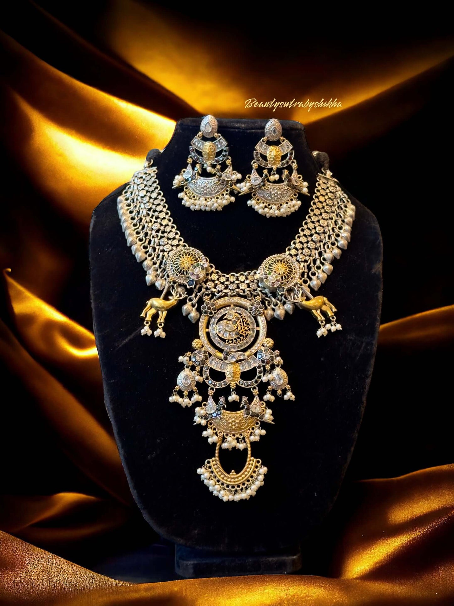 Hand Crafted Dual Tone Necklace and Earring Set - Beauty Sutra by Shikha