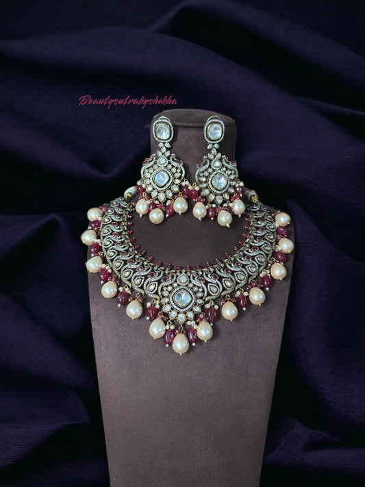 Victorian Polki Necklace Set - BeautySutra by Shikha