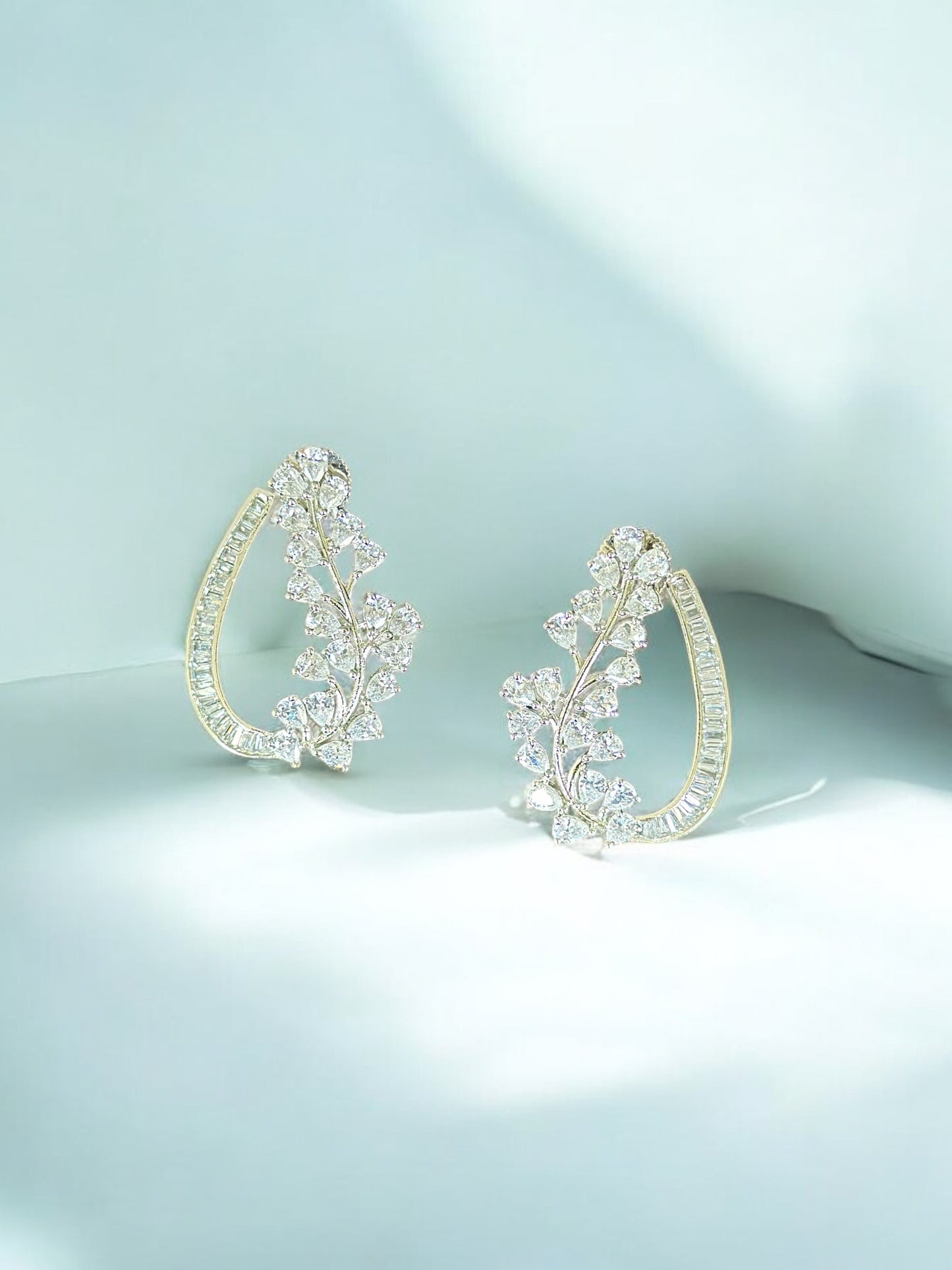Elegant Floral CZ Diamond Earrings – Designer Statement Jewelry