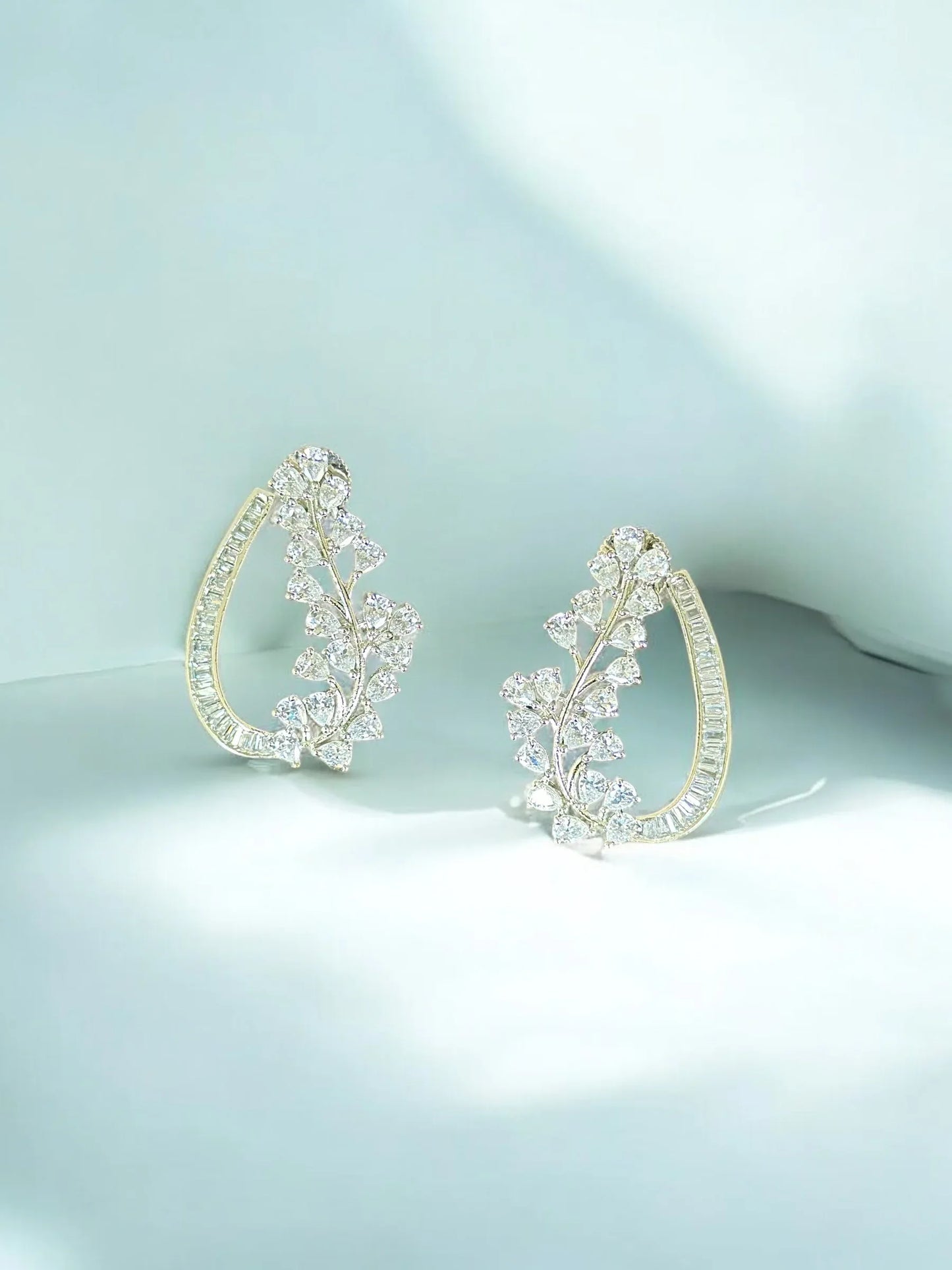Elegant Floral CZ Diamond Earrings – Designer Statement Jewelry - BeautySutra by Shikha