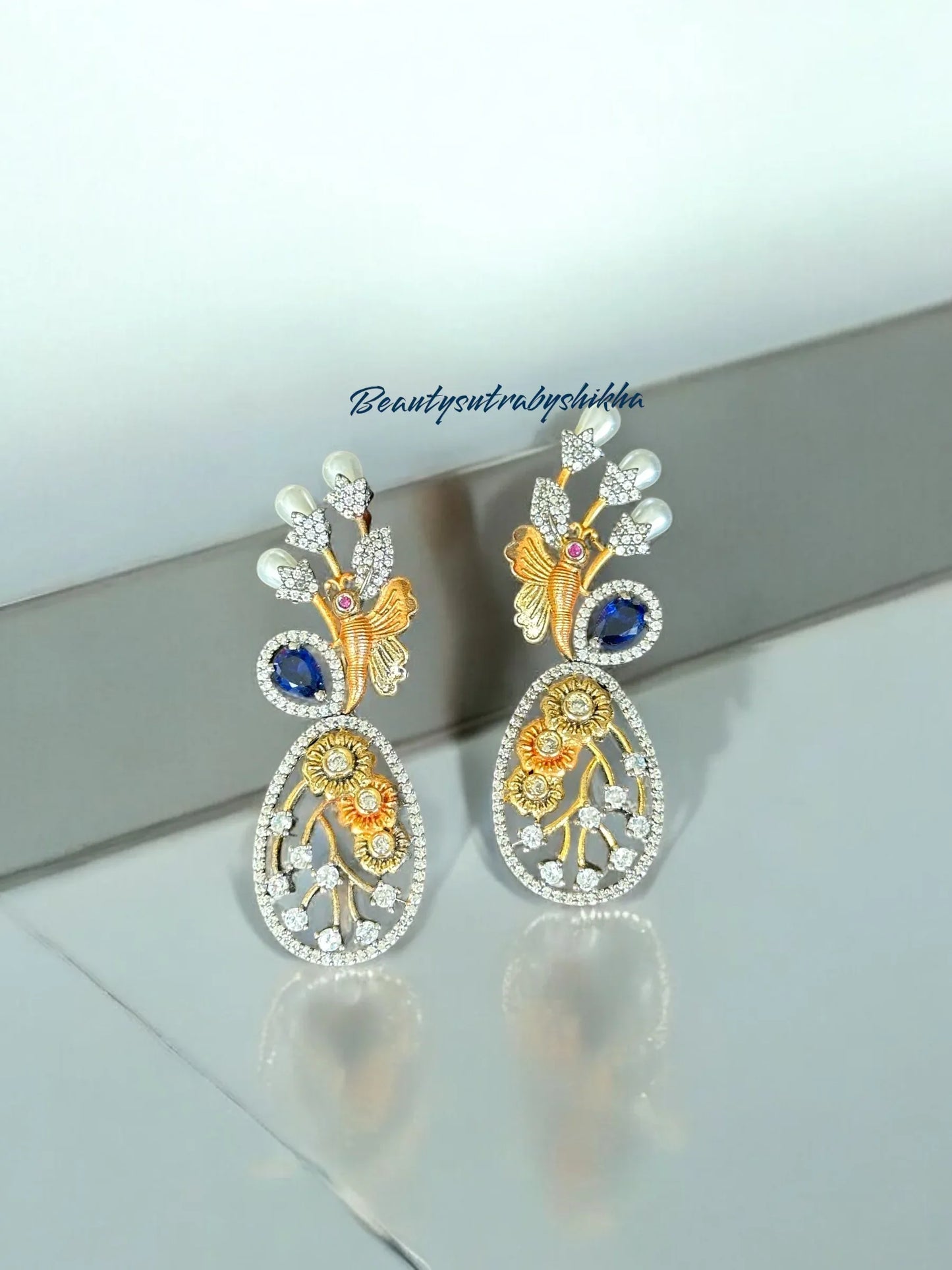 Elegant Designer Earrings with Floral and Pearl Detailing – Perfect for Special Occasions - BeautySutra by Shikha
