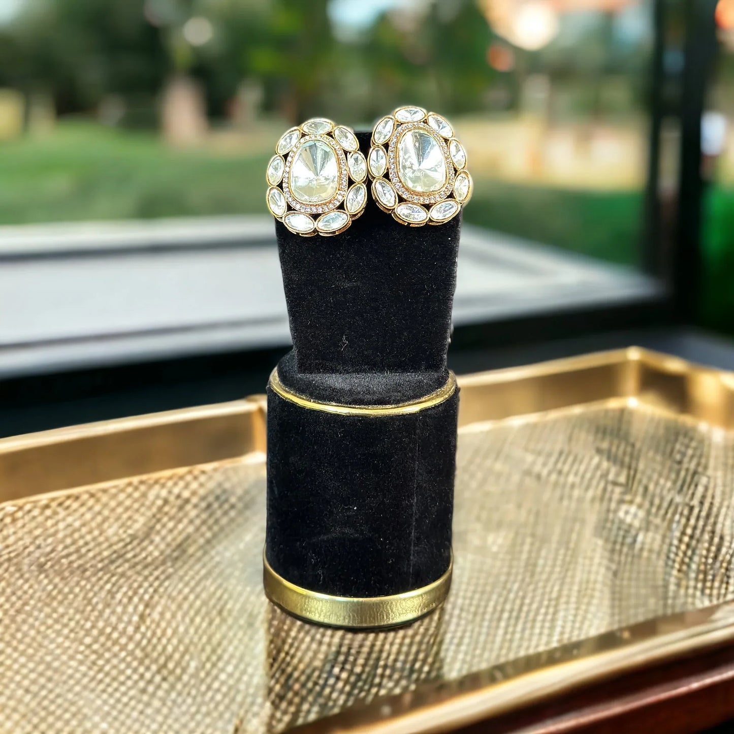 Uncut polki stud Earrings - BeautySutra by Shikha