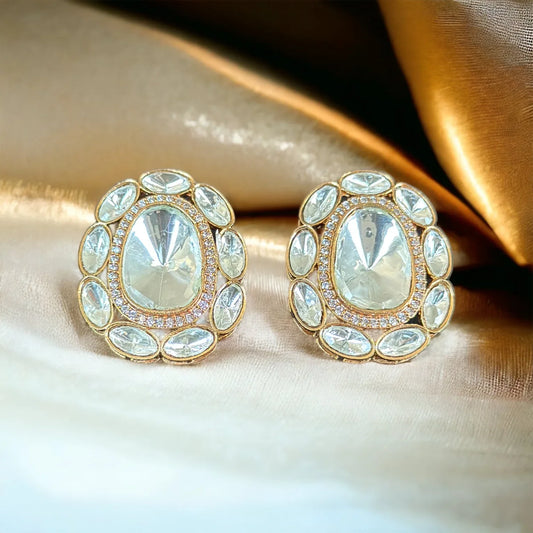 Uncut polki stud Earrings - BeautySutra by Shikha