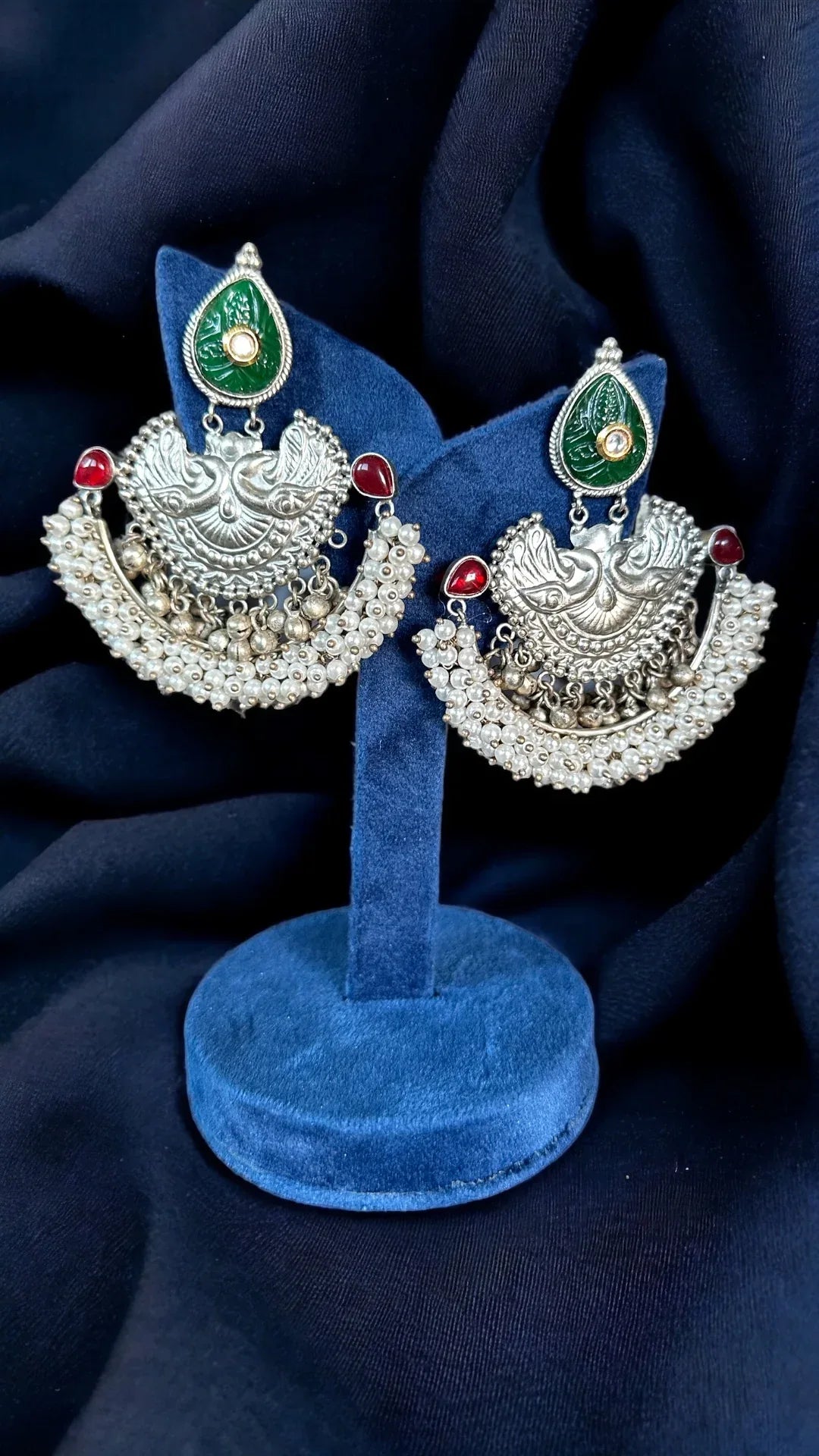 Handcrafted silver look-alike earrings - BeautySutra by Shikha