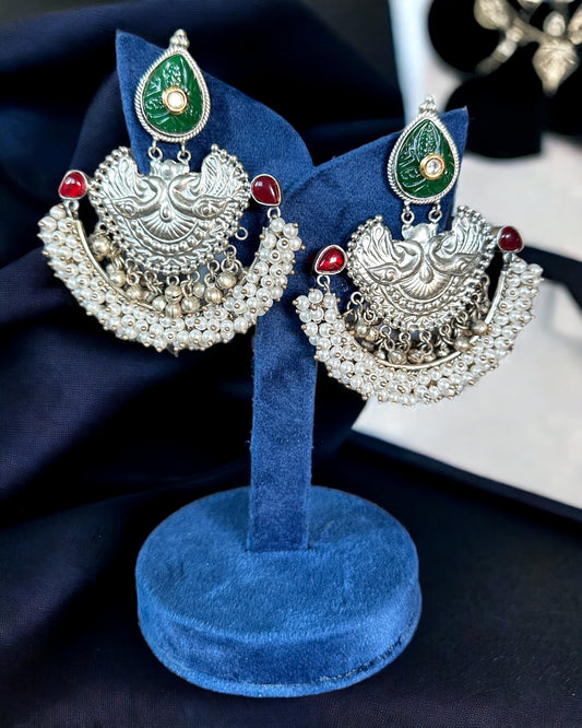 Handcrafted silver look-alike earrings - Beauty Sutra by Shikha