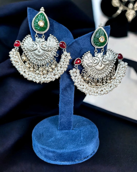 Handcrafted silver look-alike earrings - BeautySutra by Shikha