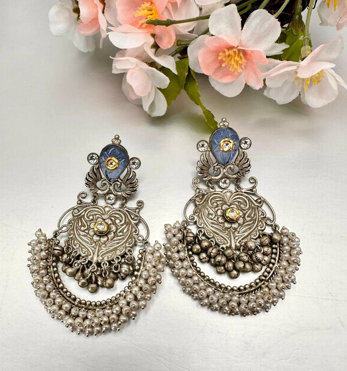 HandCrafted- Silver LookAlike Earrings - BeautySutra by Shikha