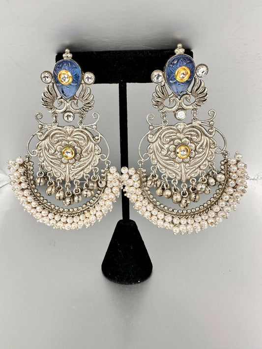 HandCrafted- Silver LookAlike Earrings - BeautySutra by Shikha