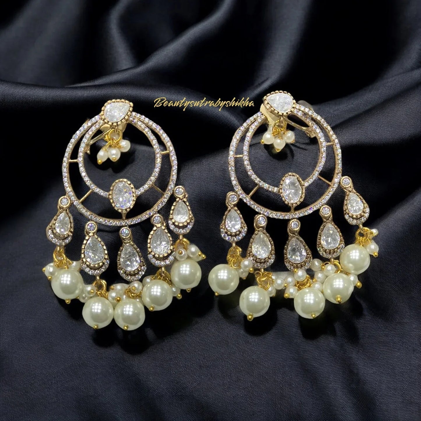 Pearl Drop Circular Statement Earrings - BeautySutra by Shikha