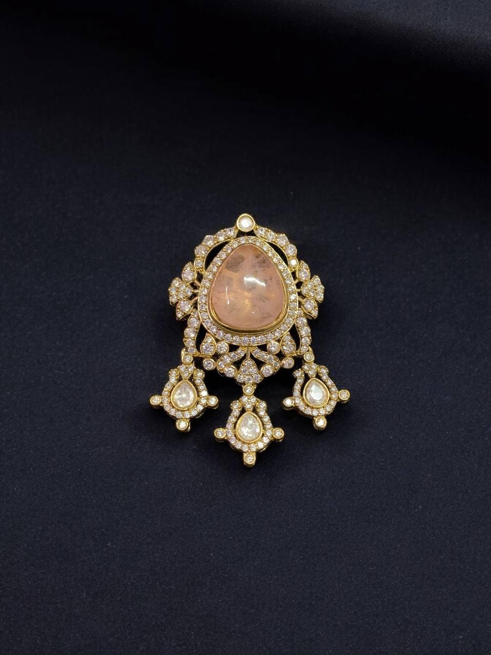 Festive Gold Teardrop Brooch – Holiday Wedding Jewelry Gift - BeautySutra by Shikha